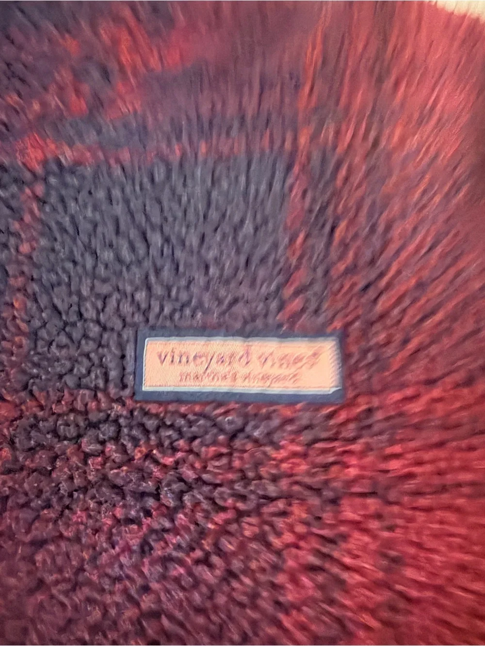 Vineyard Vines Fuzzy Plaid Sherpa Pullover - Burgundy & Navy